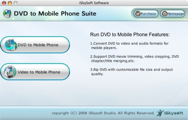 iSkysoft DVD to Mobile Phone Suite Mac