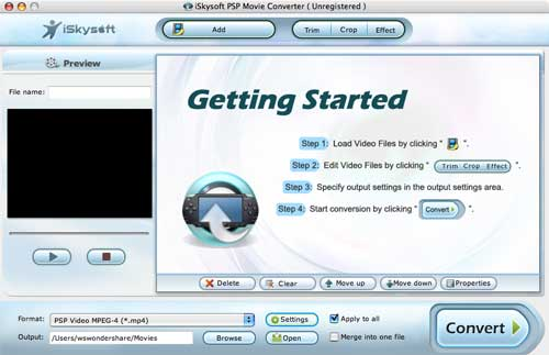 iSkysoft PSP Movie Converter for Mac