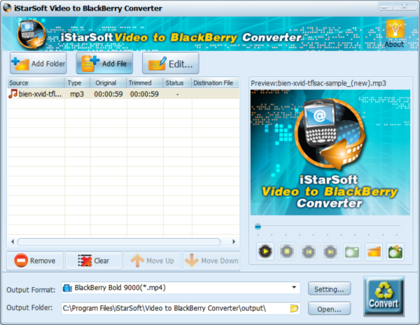 iStarSoft Video to BlackBerry Converter