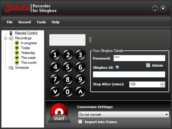 Jaksta Recorder for SlingBox