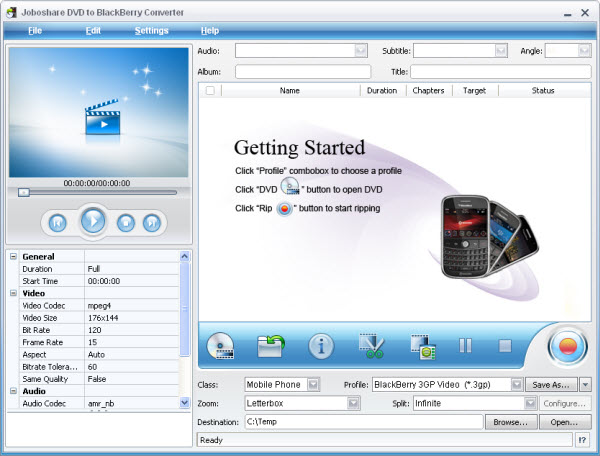 Joboshare DVD to BlackBerry Converter