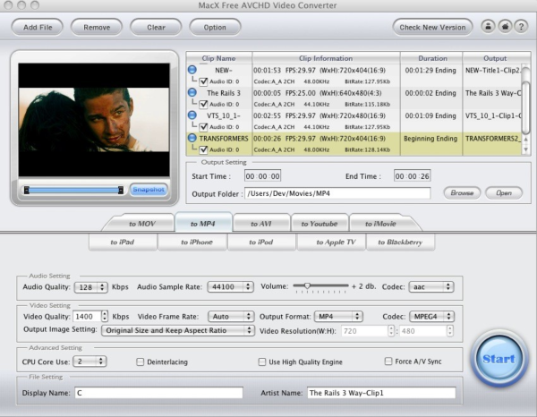 MacX Free AVCHD Video Converter