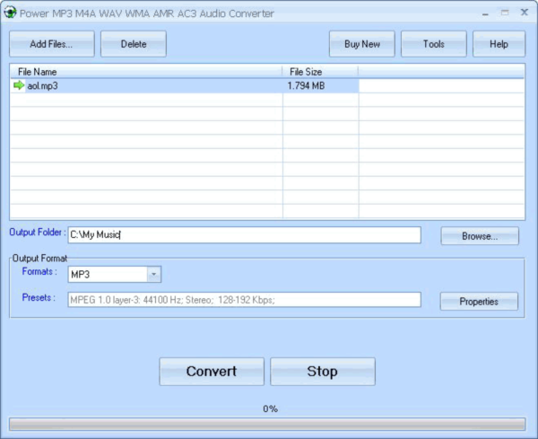 Power MP3 M4A WAV WMA AMR AC3 Audio Converter