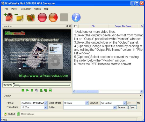 WinXMedia iPod/3GP/PSP/MP4 Converter