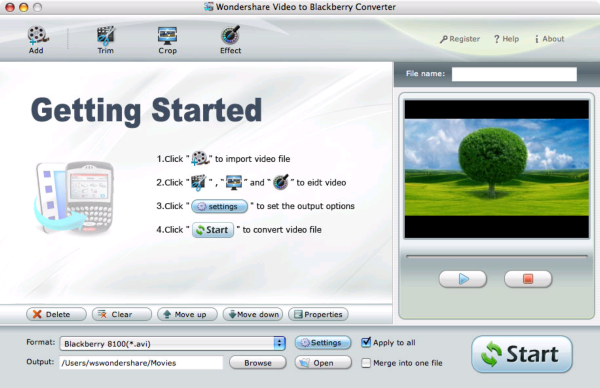 Wondershare Video to BlackBerry Converter for Mac