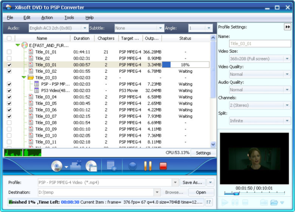 Xilisoft DVD to PSP Converter