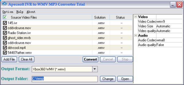 Apecsoft IVR to WMV MP3 Converter