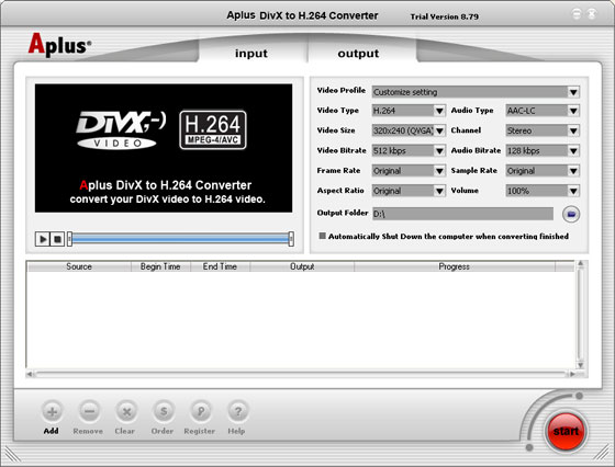 Aplus DivX to H.264 Converter