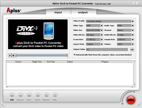 Aplus DivX to Pocket PC Converter