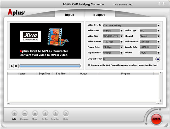 Aplus XviD to MPEG Converter