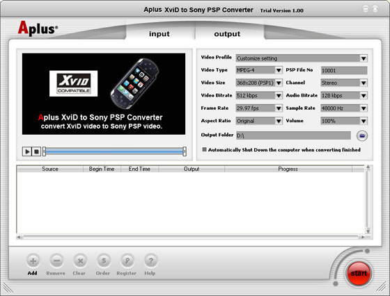 Aplus XviD to PSP Converter