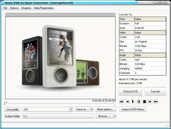 Avex DVD to Zune Converter