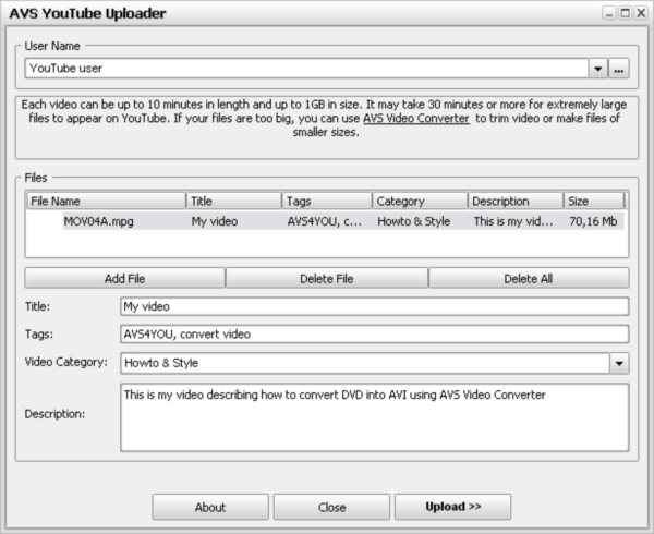 AVS YouTube Uploader