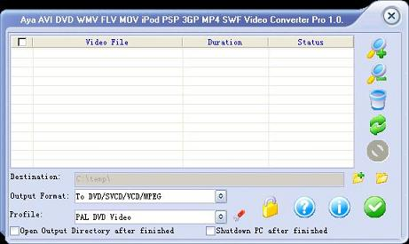 Aya AVI WMV DVD FLV Video Converter SE