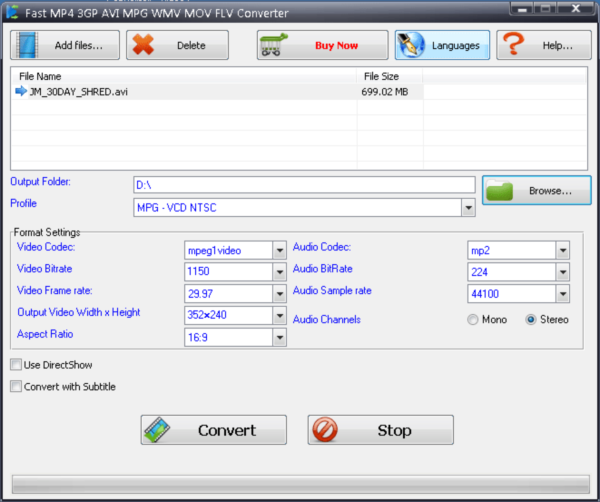 Fast MP4 3GP AVI MPG WMV RM MOV FLV Converter