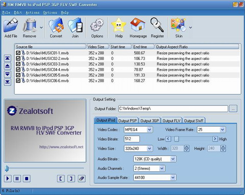 RM  to iPod PSP 3GP FLV SWF Converter