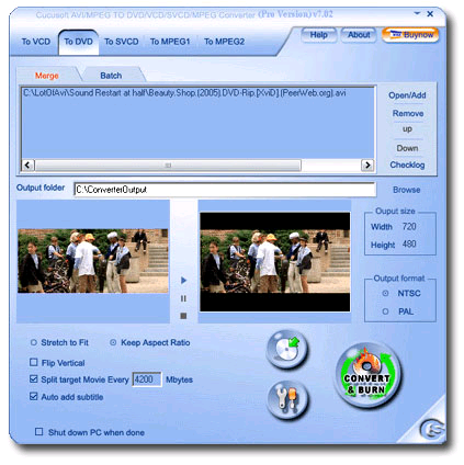 Video to DVD/VCD/MPEG Burner