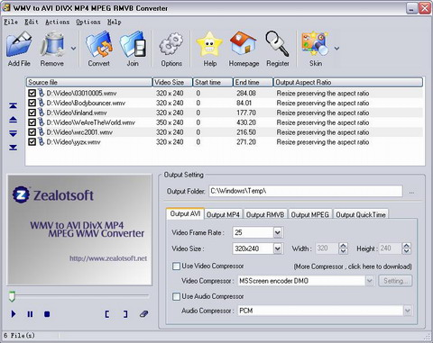 WMV to AVI DivX MP4 MPEG RMVB Converter