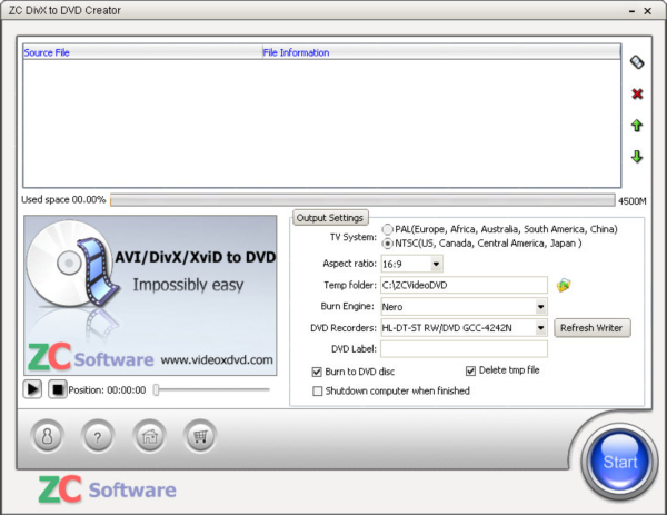 ZC DivX to DVD Creator