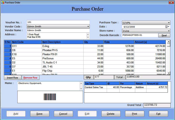 Bookkeeping Software with Barcode