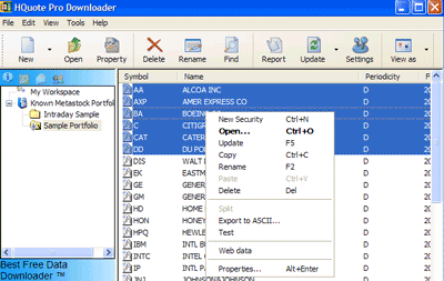 HQuote Pro Historical Stock Prices Downloader