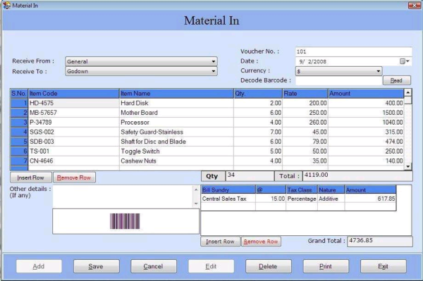 Inventory Management with Barcode