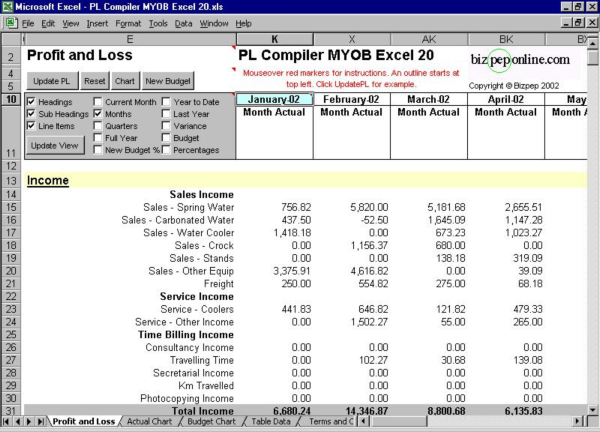 PL Compiler MYOB Excel