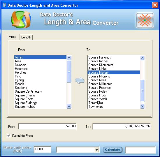 Area Length Unit Converter