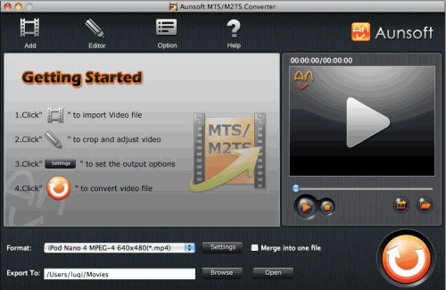 Aunsoft MTS/M2TS Converter for Mac