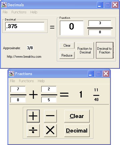 BREAKTRU FRACTIONS N DECIMALS