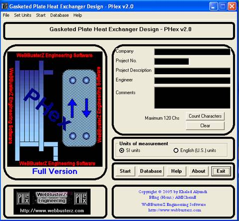 Gasketed Plate Heat Exchanger Design (PHex)