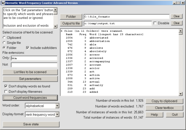 Hermetic Word Frequency Counter Advanced