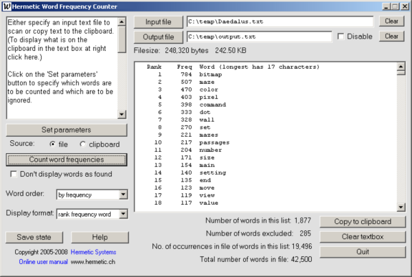 Hermetic Word Frequency Counter