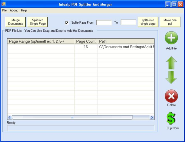 PDF Splitter Merger tool