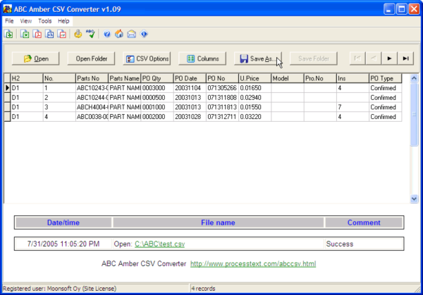 ABC Amber CSV Converter