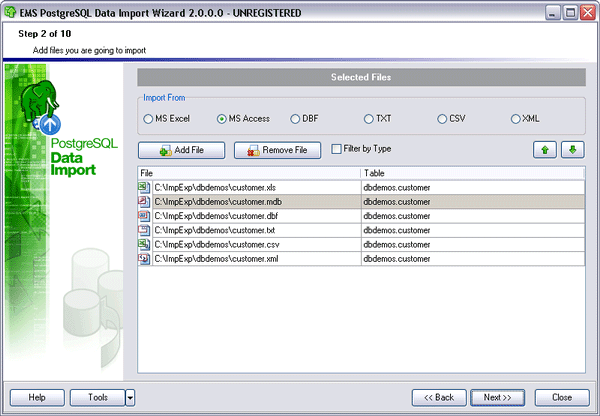 EMS Data Import 2005 for PostgreSQL