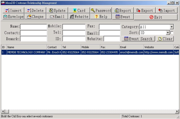 MemDB Customer Relationship Management