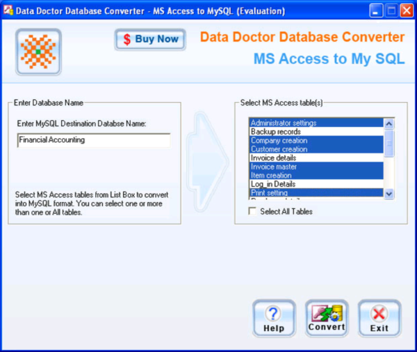 MSAccess to MySQL DB Conversion Utility