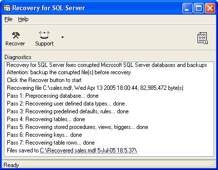 Recovery for SQL Server