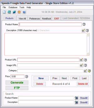 Speedo Froogle Feed Generator Lite