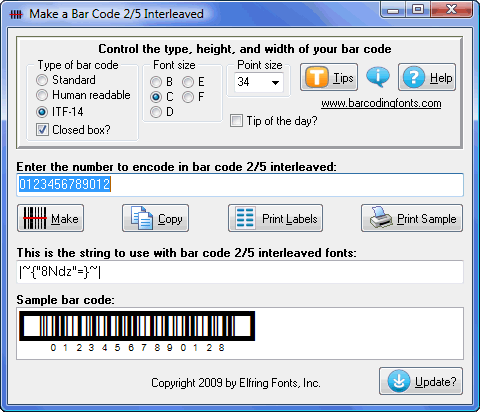 Bar Code 2 of 5 Interleaved