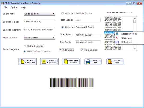 Barcode Creator Utility