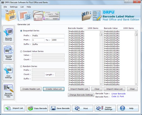 Barcode Generator for Post Office Bank