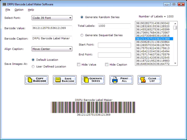 Barcode print creator