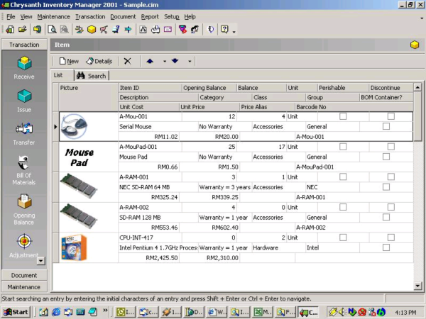 Chrysanth Inventory Manager 2001