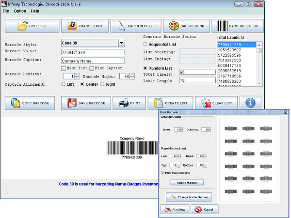 UPC Barcode Printing Software