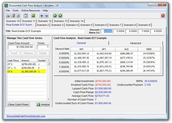 Discounted Cash Flow Analysis Calculator