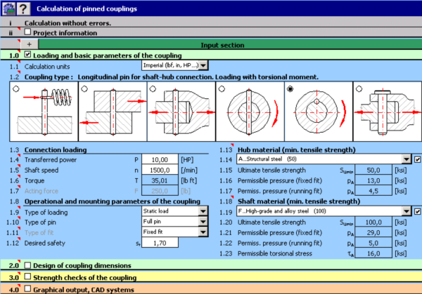 MITCalc - Pinned couplings