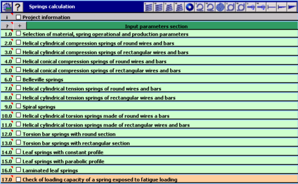 MITCalc - Springs - 15 types