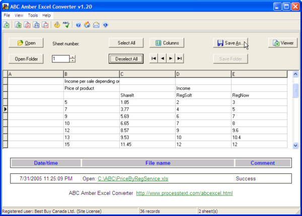 ABC Amber Excel Converter